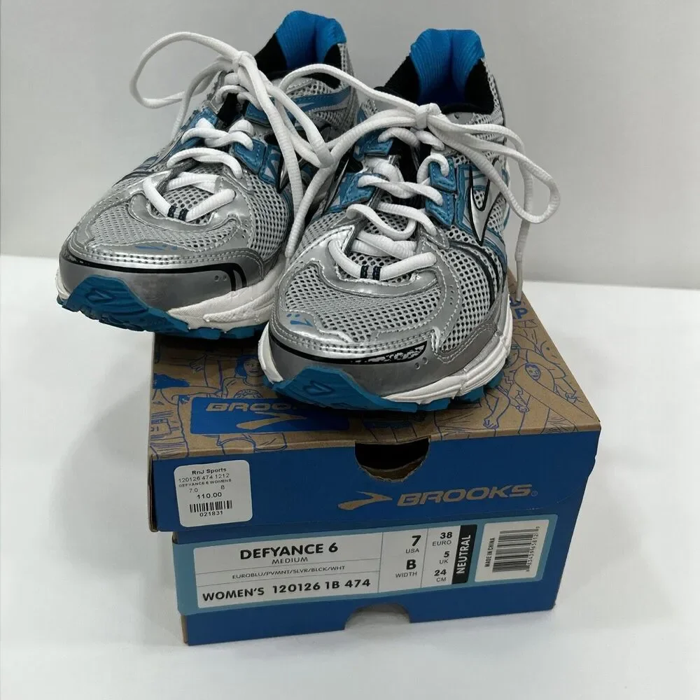 Brooks Defyance 6 Women's Size 7 Running Athletic Shoes Silver‎ Blue With Box
